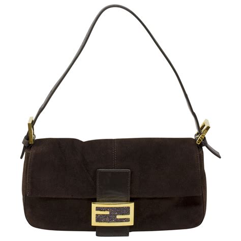 brown suede fendi baguette|fendi baguette logo.